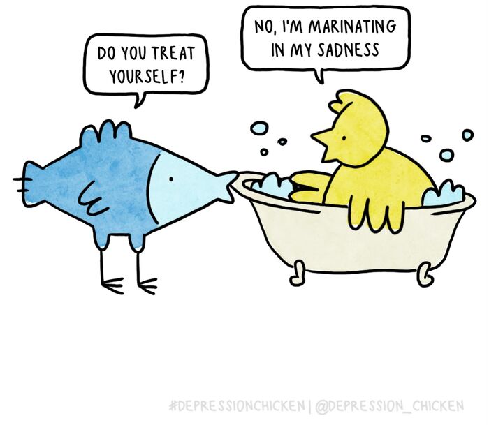 “Depression Chicken” Returns With More Relatable Comics About Anxiety, Overthinking, And Everyday Struggles (50 New Pics)