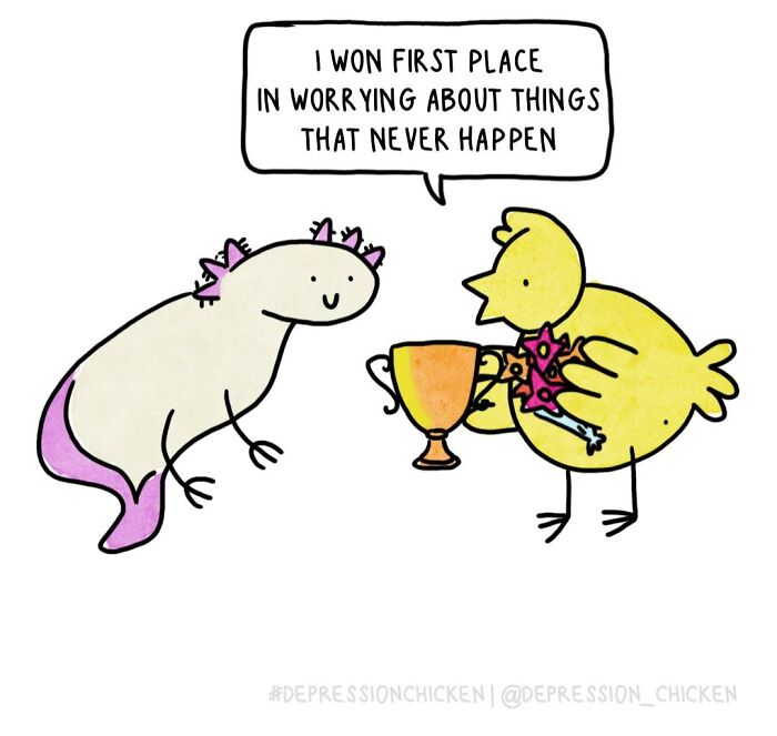 “Depression Chicken” Returns With More Relatable Comics About Anxiety, Overthinking, And Everyday Struggles (50 New Pics)
