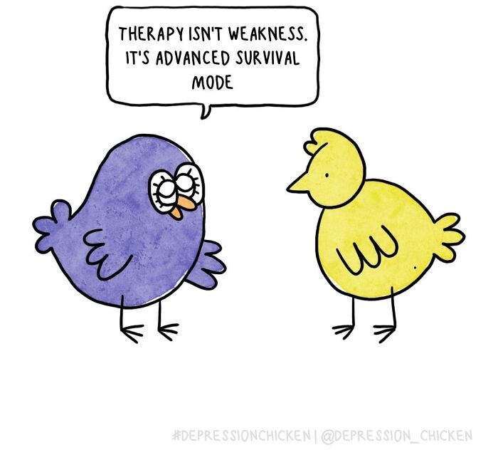 “Depression Chicken” Returns With More Relatable Comics About Anxiety, Overthinking, And Everyday Struggles (50 New Pics)