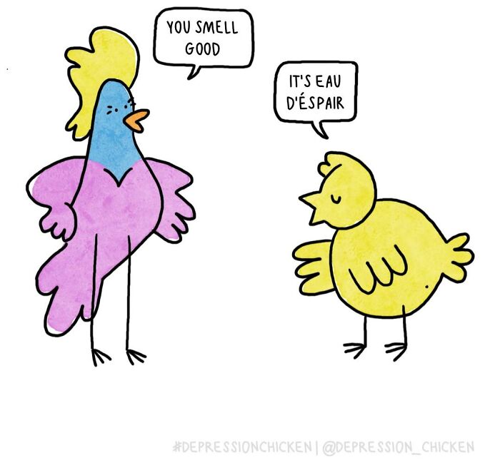 “Depression Chicken” Returns With More Relatable Comics About Anxiety, Overthinking, And Everyday Struggles (50 New Pics)