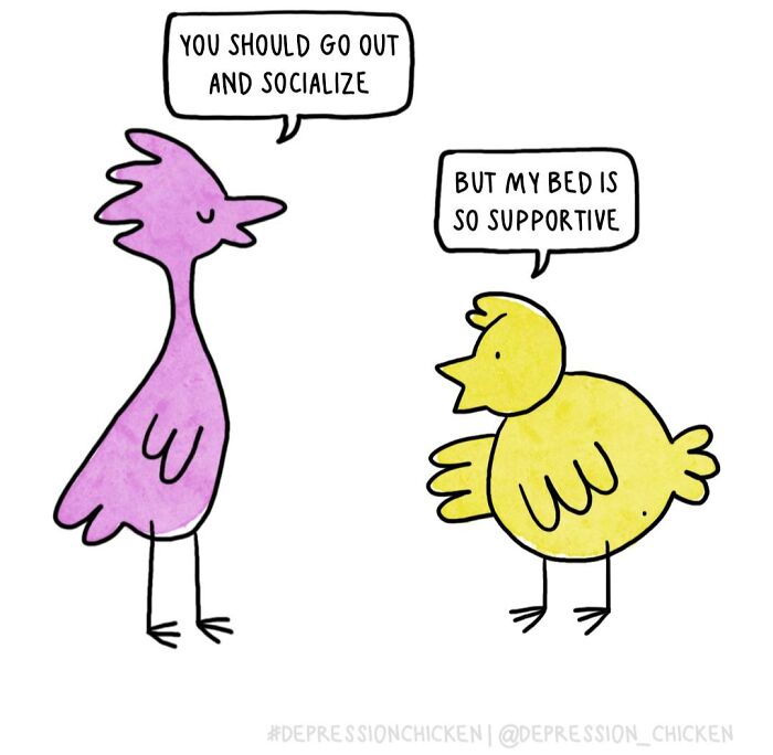 “Depression Chicken” Returns With More Relatable Comics About Anxiety, Overthinking, And Everyday Struggles (50 New Pics)