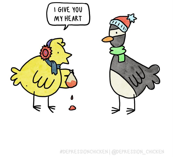 “Depression Chicken” Returns With More Relatable Comics About Anxiety, Overthinking, And Everyday Struggles (50 New Pics)
