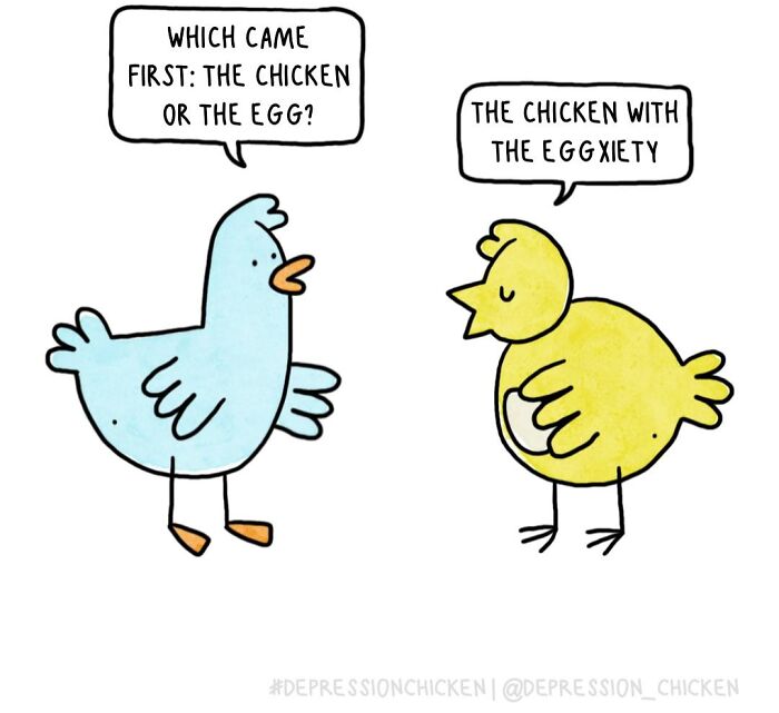 “Depression Chicken” Returns With More Relatable Comics About Anxiety, Overthinking, And Everyday Struggles (50 New Pics)
