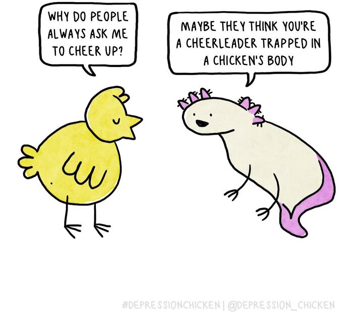 “Depression Chicken” Returns With More Relatable Comics About Anxiety, Overthinking, And Everyday Struggles (50 New Pics)