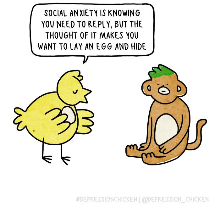 “Depression Chicken” Returns With More Relatable Comics About Anxiety, Overthinking, And Everyday Struggles (50 New Pics)