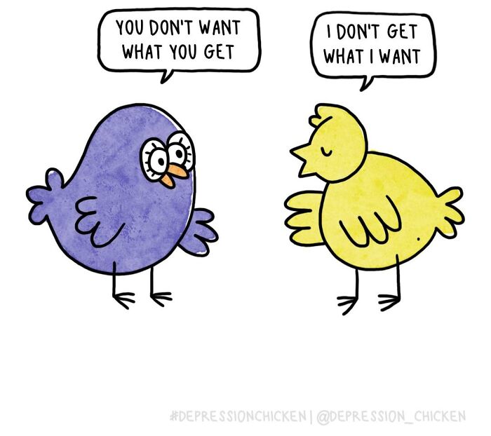 “Depression Chicken” Returns With More Relatable Comics About Anxiety, Overthinking, And Everyday Struggles (50 New Pics)