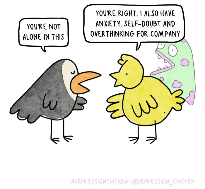 “Depression Chicken” Returns With More Relatable Comics About Anxiety, Overthinking, And Everyday Struggles (50 New Pics)