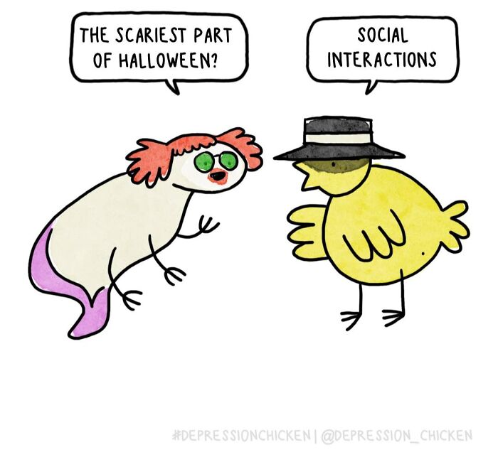 “Depression Chicken” Returns With More Relatable Comics About Anxiety, Overthinking, And Everyday Struggles (50 New Pics)