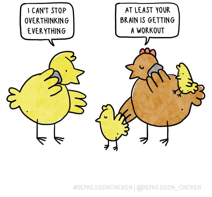 “Depression Chicken” Returns With More Relatable Comics About Anxiety, Overthinking, And Everyday Struggles (50 New Pics)