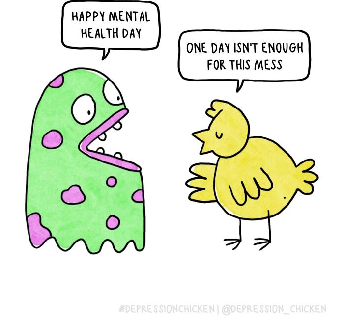 “Depression Chicken” Returns With More Relatable Comics About Anxiety, Overthinking, And Everyday Struggles (50 New Pics)