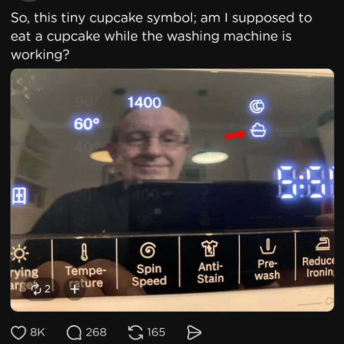 Confused about cupcake symbol on washing machine display panel