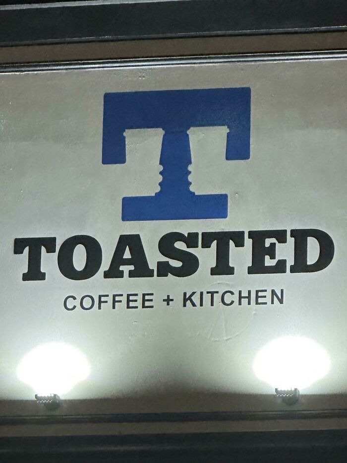 Logo of a coffee shop featuring a toasted bread graphic for everyday things improvement