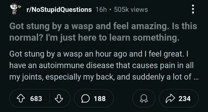 Question about wasp sting effects with autoimmune disease symptoms
