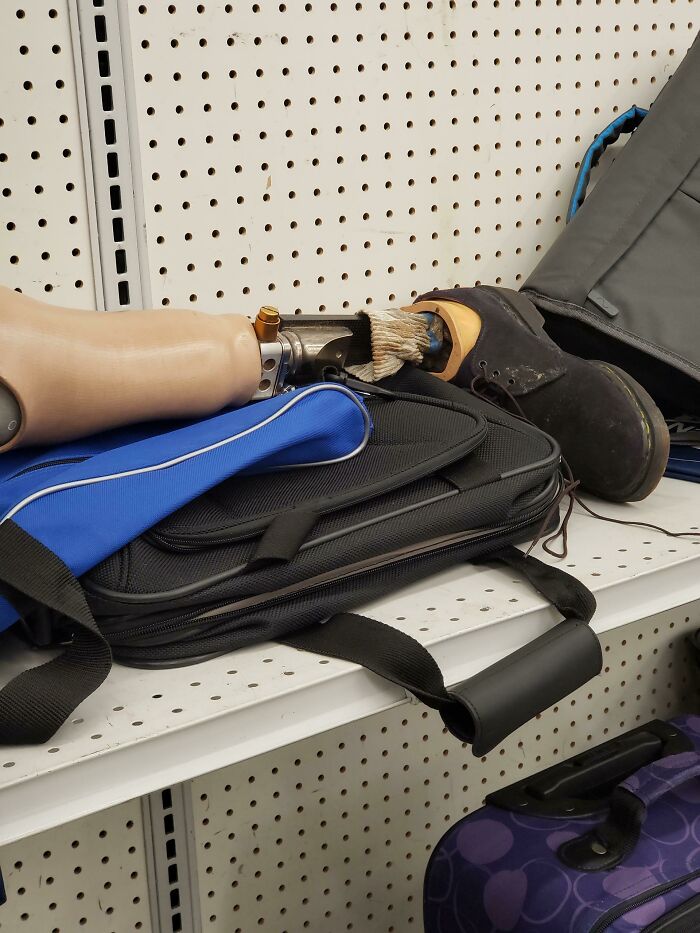Prosthetic leg and shoe among secondhand finds on store shelf