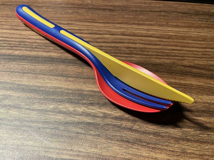 Smart creative utensil design combining fork, spoon, and knife in one