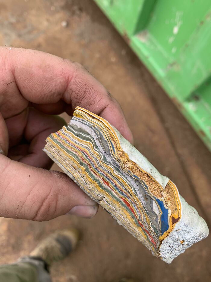 Years Of Paint Build Up I Chipped Of An Old Trestle At Work