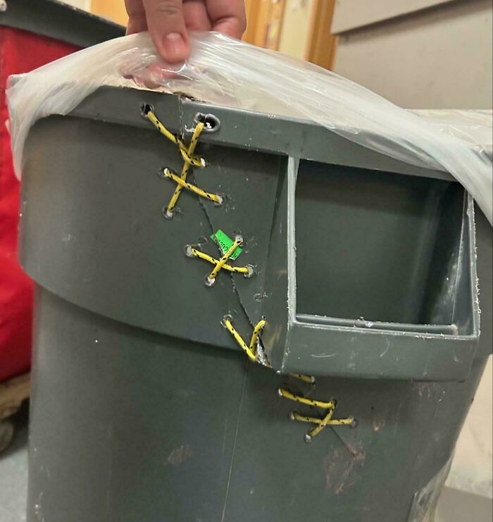 I Work In Low-Income/Mental Health Housing, And A Tenant Fixed Our Hallway Trash Bin After Accidentally Breaking It