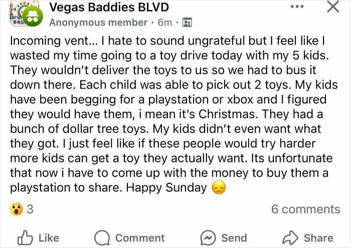 Frustrated mom vents about disappointing toy drive with her kids