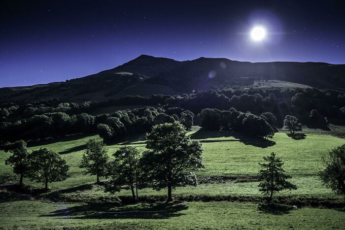 Taken In The Middle Of The Night, The Only Light Is From The Full Moon. Cantal, France