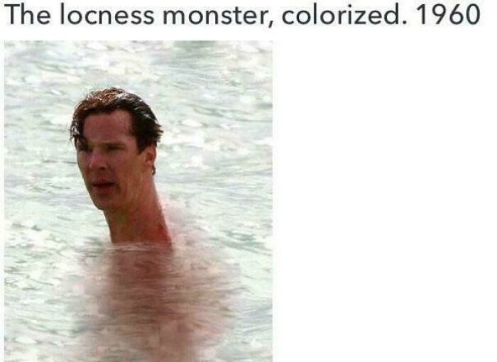 Funny image of a man's neck edited to look like Loch Ness monster