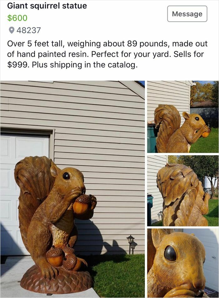 Giant squirrel statue made of hand painted resin for yard decoration secondhand find