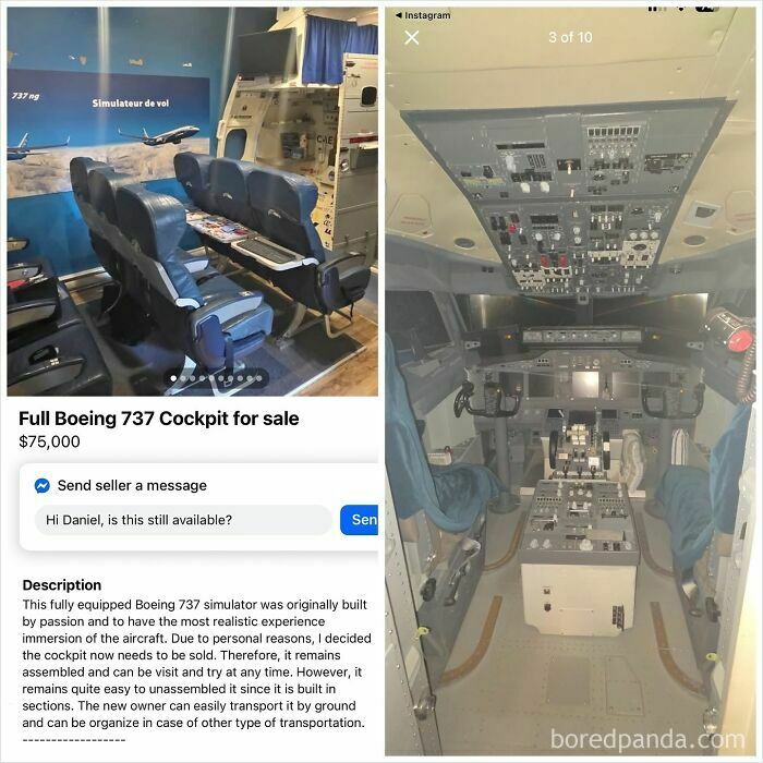 Full Boeing 737 cockpit simulator available for sale