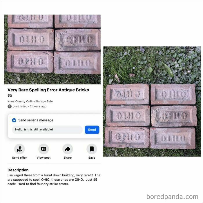 Very rare spelling error antique Ohio bricks for sale