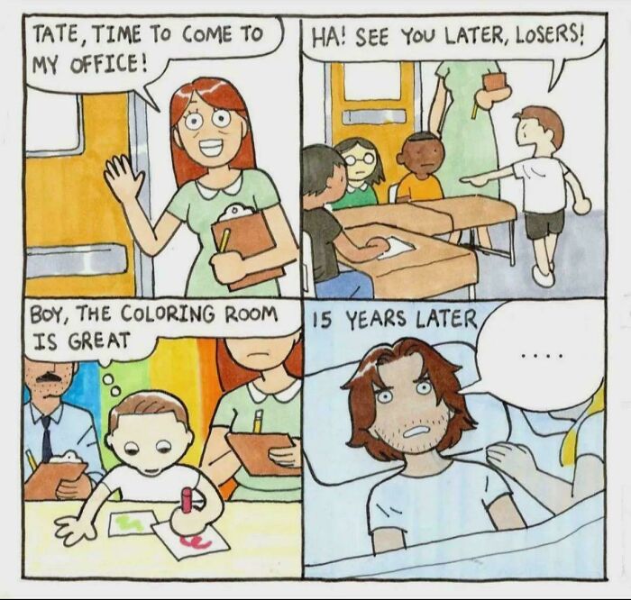 Comic strip about a childhood memory and its impact 15 years later