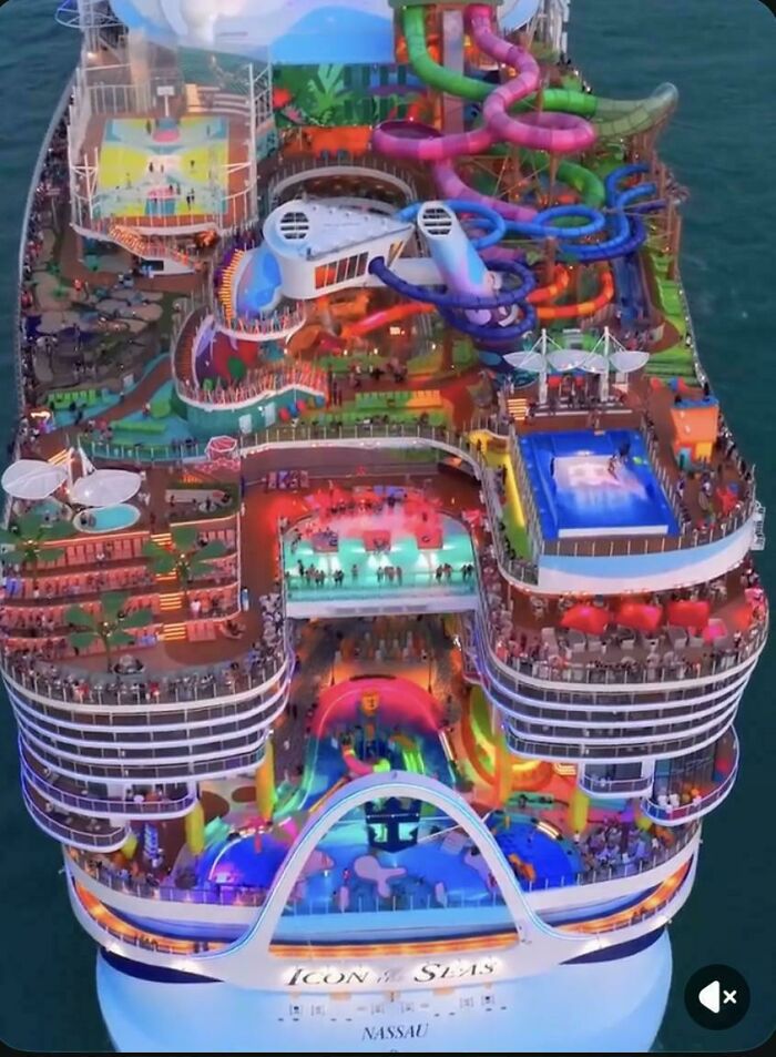 Colorful cruise ship deck vibrant contrast to urban hell themes