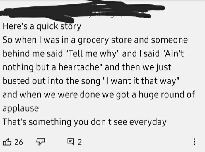 Grocery store impromptu singalong with I want it that way surprises shoppers