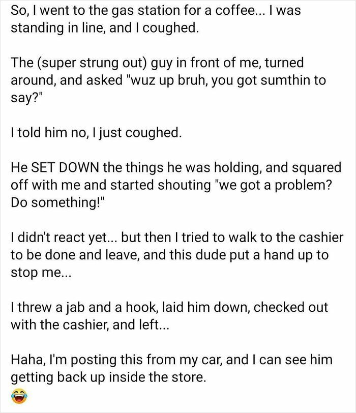 Gas station confrontation ends with punch after coughing in line