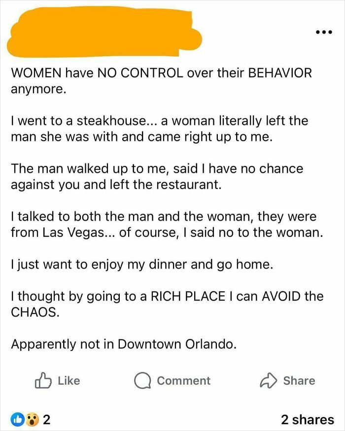 Social media post about chaotic behavior at steakhouse in downtown Orlando