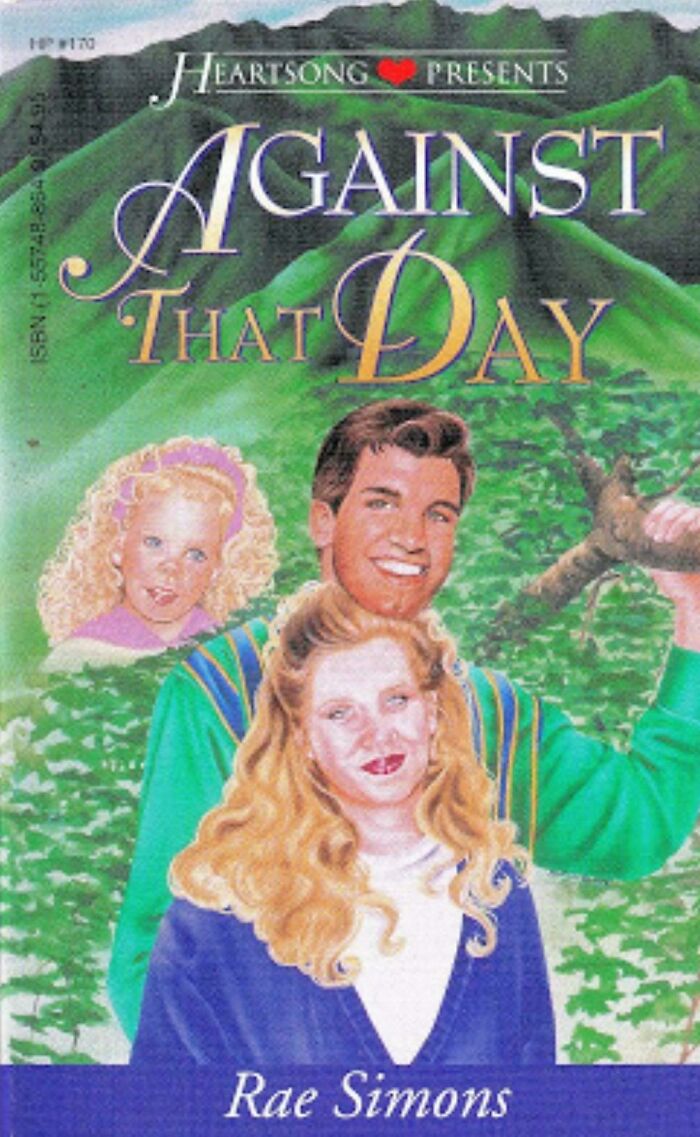 Hilariously unhinged book cover of Against That Day with awkwardly positioned floating heads of a family.