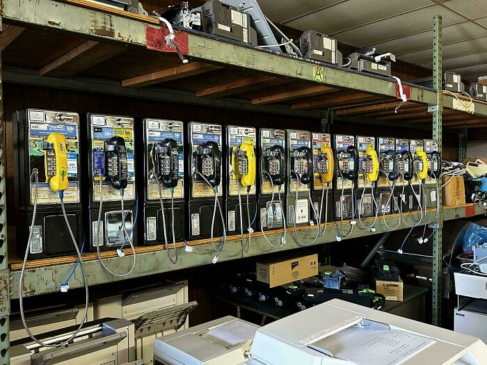 Row of old payphones demonstrating creative technology improvements