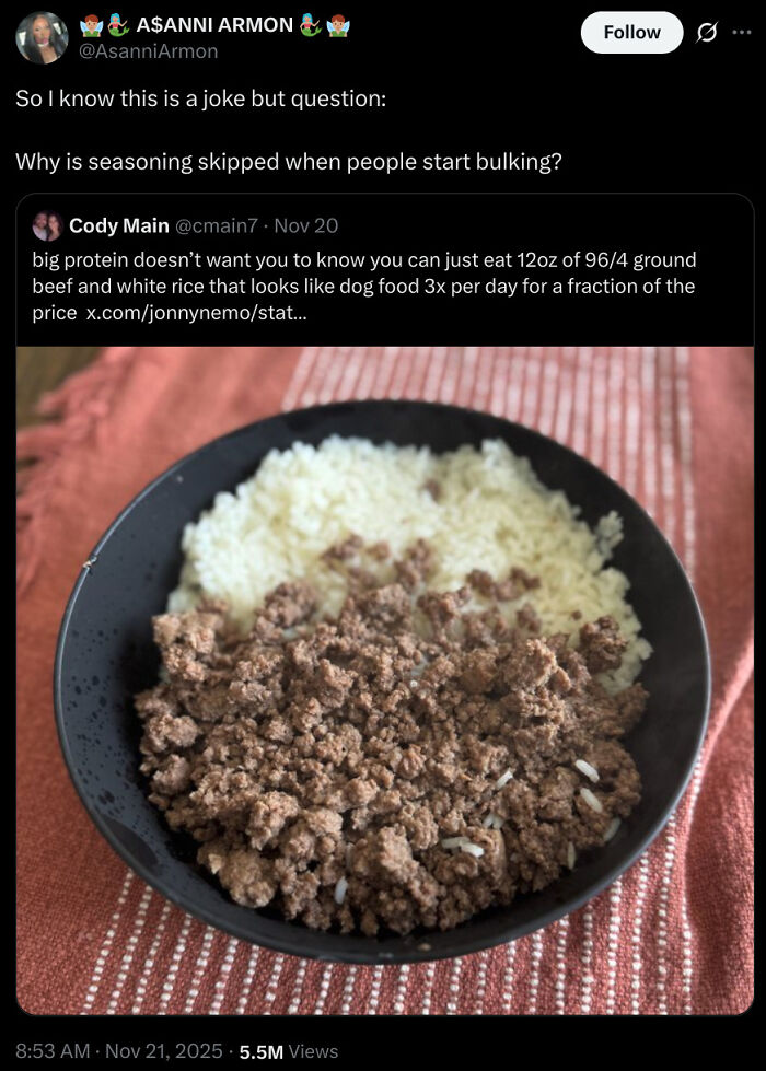 Bowl of bland ground beef and white rice questioned as disgusting dish