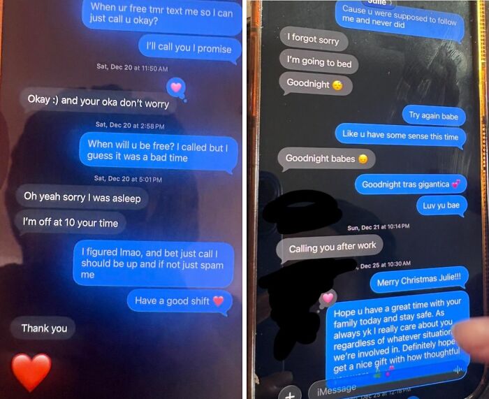 Text messages showing cheating apology and emotional exchange