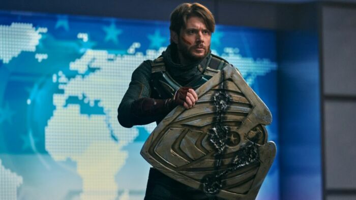 Soldier Boy holding a shield in The Boys Finale, exploring character's fate.