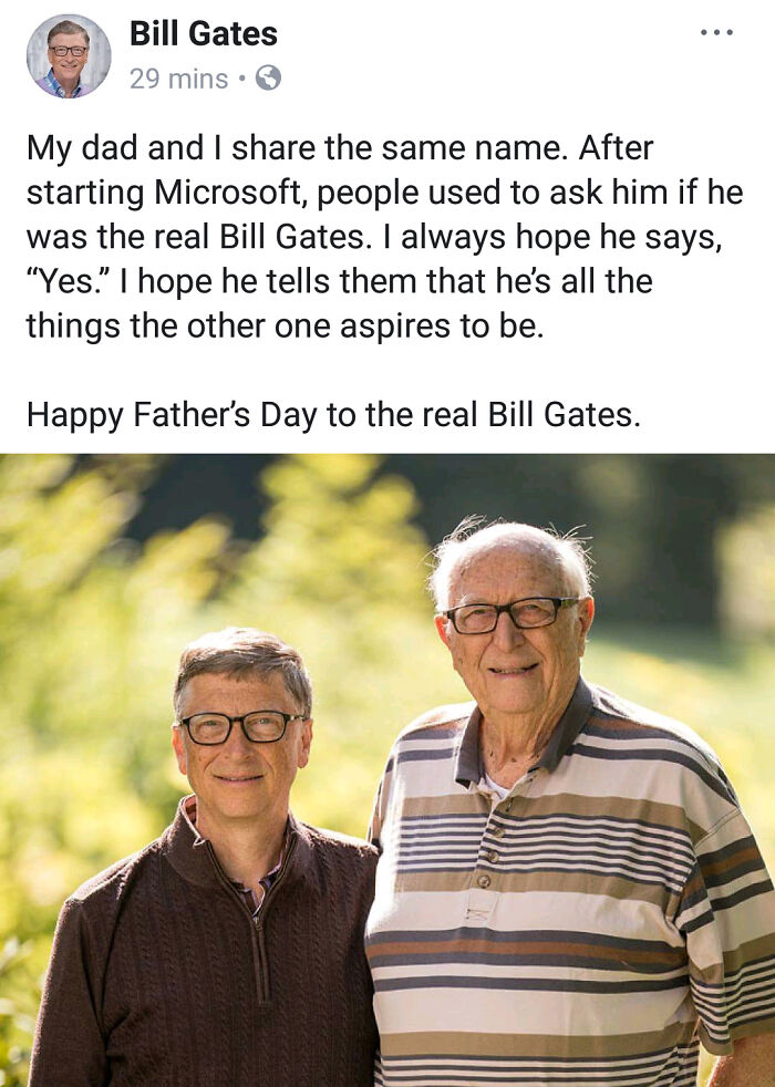 Bill Gates and his father celebrating Father's Day with a heartfelt post