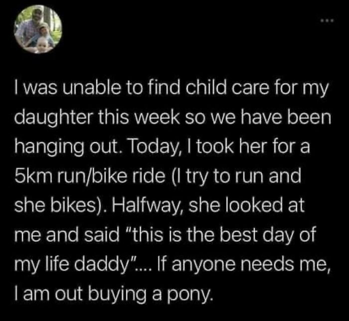 Heartwarming post about spending time with daughter and child care positivity