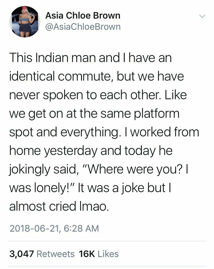 Tweet about identical commute sharing joke creates positive connection