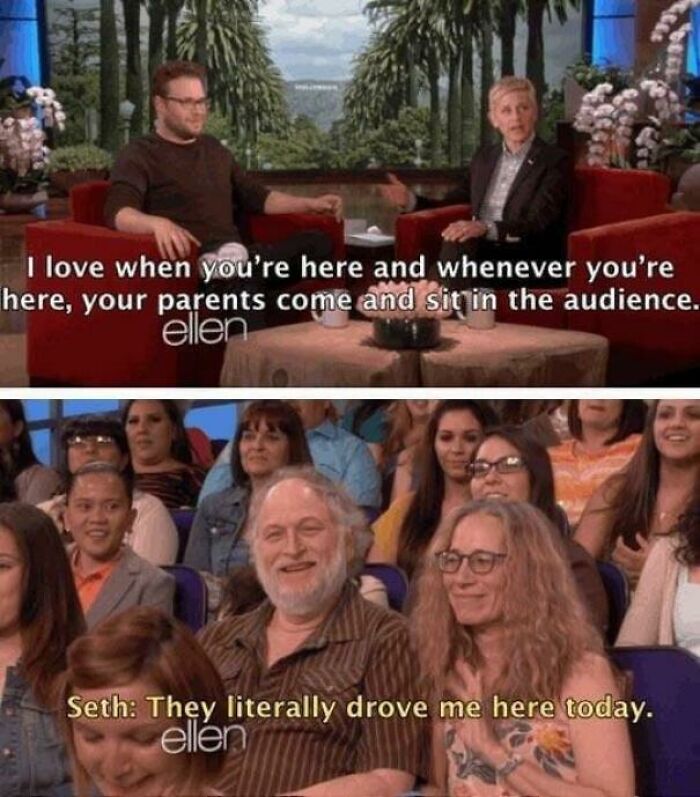 Ellen show clip with parents in audience brings positive family meme