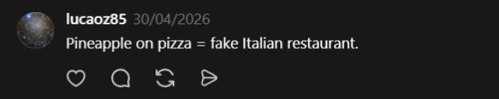 Restaurant red flags mention pineapple on pizza as sign of fake Italian restaurant