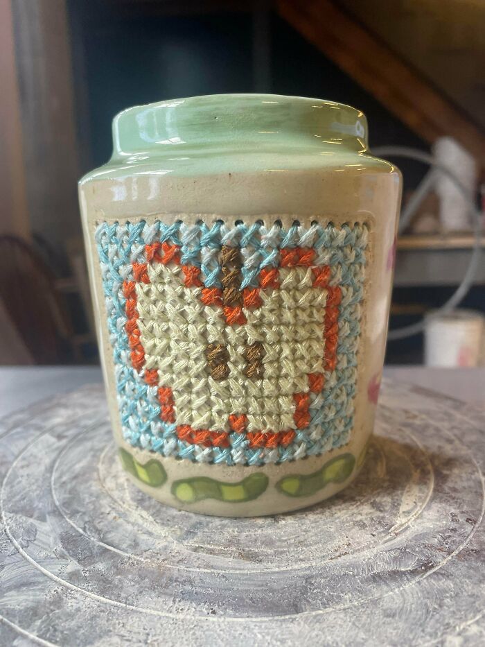 Mixed Media Apple Vase I Made