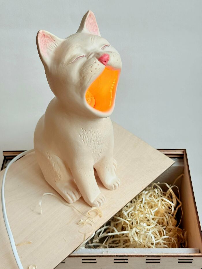 Just Finished This Ceramic Cat Lamp — How Does He Look?