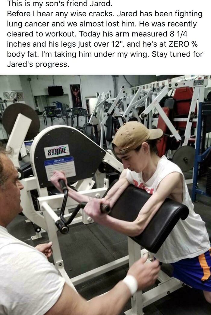 Man trains son’s friend fighting lung cancer at gym