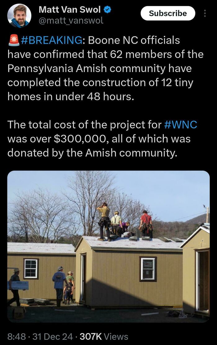 Amish community builds 12 tiny homes in under 48 hours