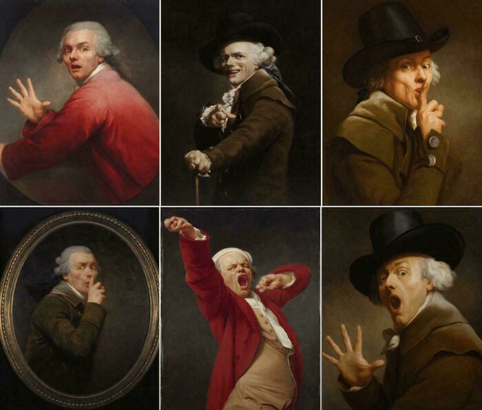 18th century paintings showing men with expressive and humorous poses