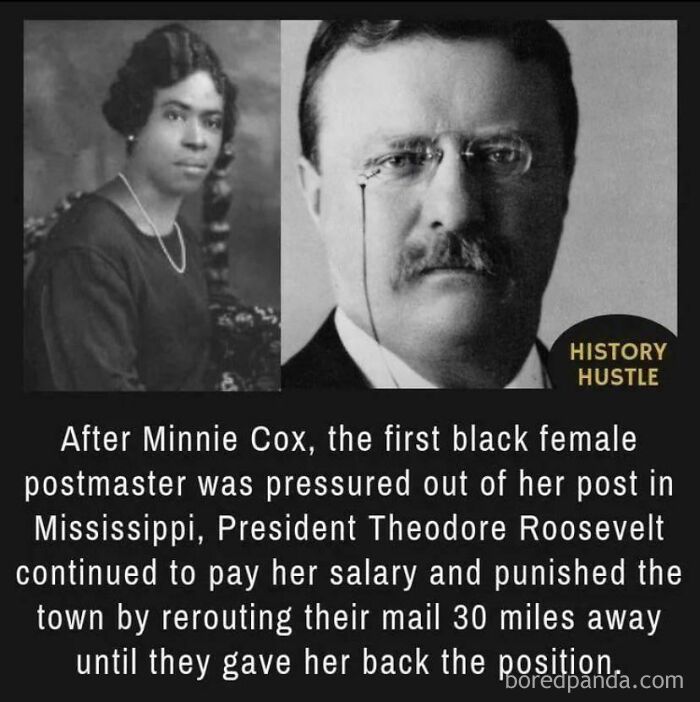 Theodore Roosevelt supports first black female postmaster by rerouting town mail