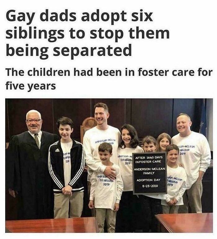 Gay dads happily adopt six siblings to keep family together