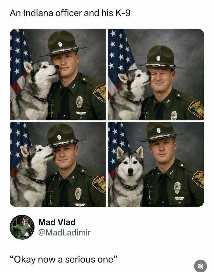Indiana officer with his K-9 dog in humorous photo series